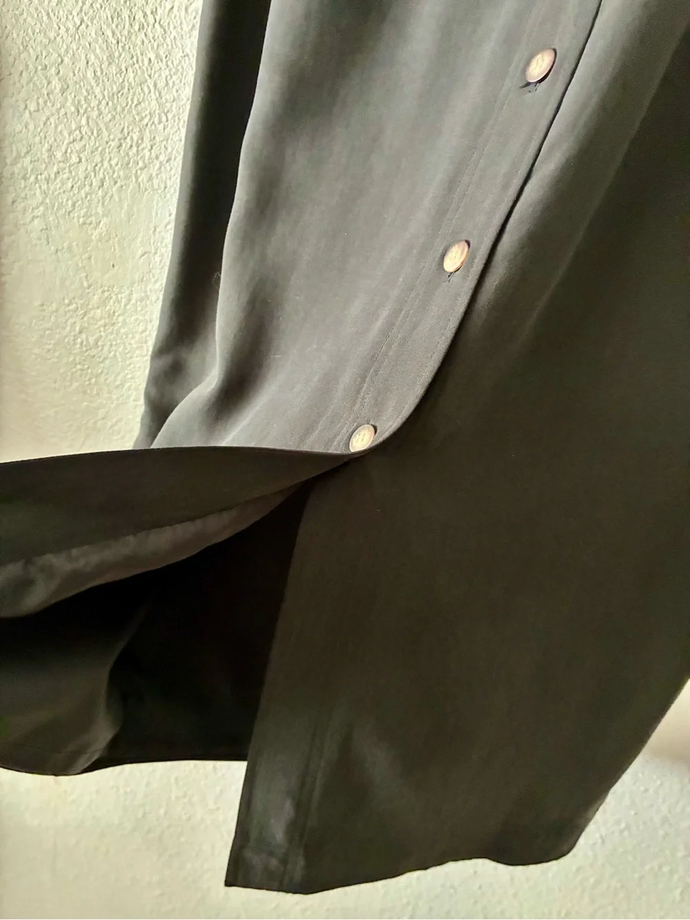 Seta Studios 10/40 💯 Silk 90s Minimalist High-Waist BLK Button-Front Maxi Skirt